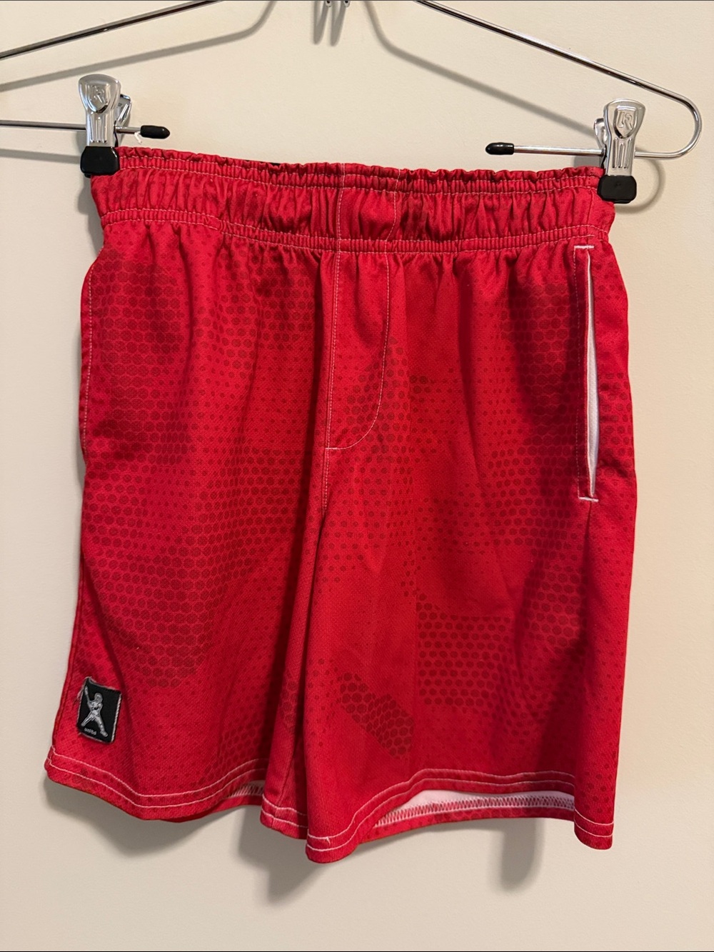 Kids' Red Athletic Mesh Shorts with Elastic Waist